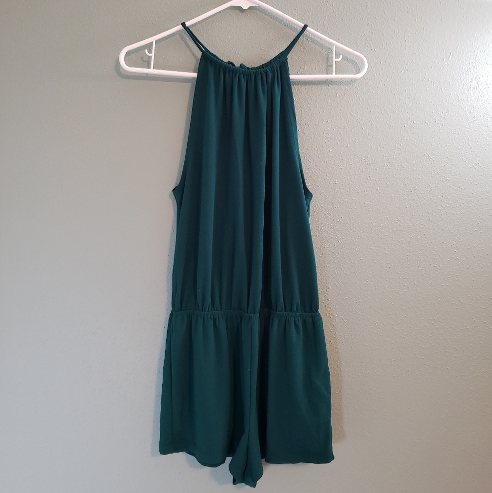 F21 Green Halter Romper